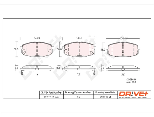 Brake Pad Set, disc brake DP1010.10.0027