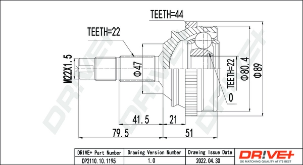 Joint Kit, drive shaft DP2110.10.1195