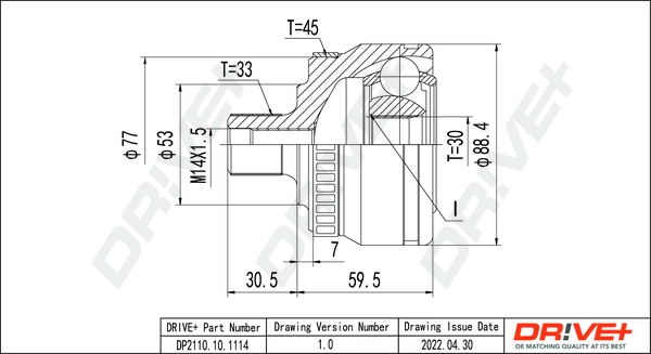 Joint Kit, drive shaft DP2110.10.1114