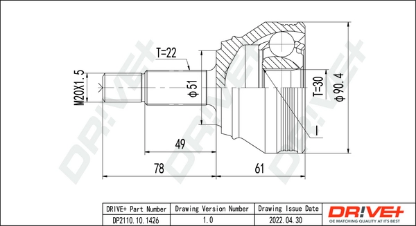 Joint Kit, drive shaft DP2110.10.1426