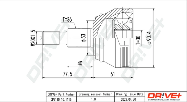 Joint Kit, drive shaft DP2110.10.1116