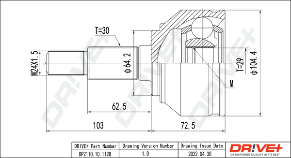 Joint Kit, drive shaft DP2110.10.1128