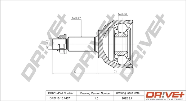 Joint Kit, drive shaft DP2110.10.1407