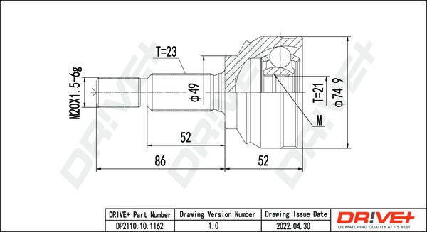 Joint Kit, drive shaft DP2110.10.1162