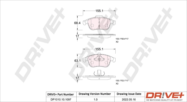 Brake Pad Set, disc brake DP1010.10.1097