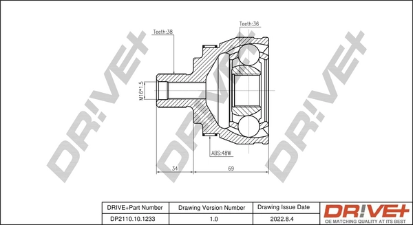 Joint Kit, drive shaft DP2110.10.1233
