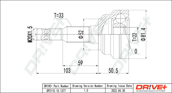 Joint Kit, drive shaft DP2110.10.1377