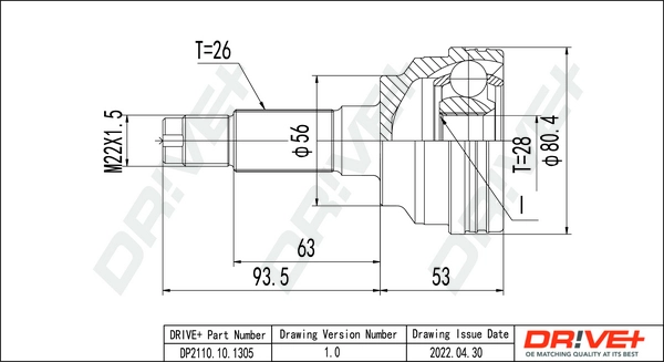 Joint Kit, drive shaft DP2110.10.1305