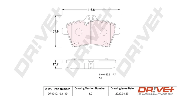 Brake Pad Set, disc brake DP1010.10.1149