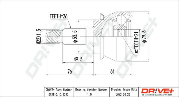 Joint Kit, drive shaft DP2110.10.1322