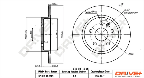 Brake Disc DP1010.11.0309