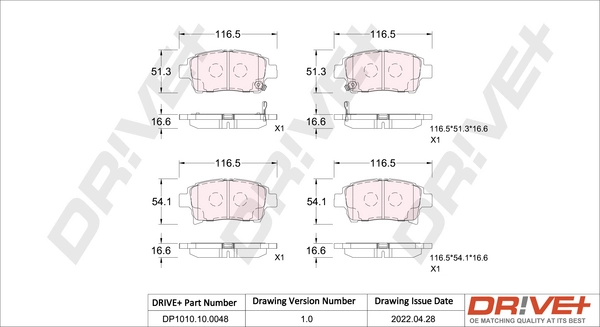 Brake Pad Set, disc brake DP1010.10.0048
