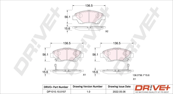 Brake Pad Set, disc brake DP1010.10.0157