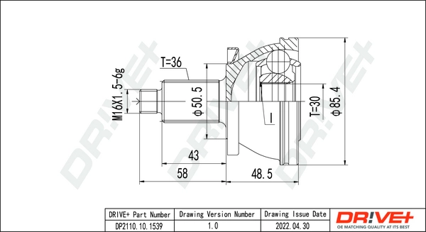Joint Kit, drive shaft DP2110.10.1539
