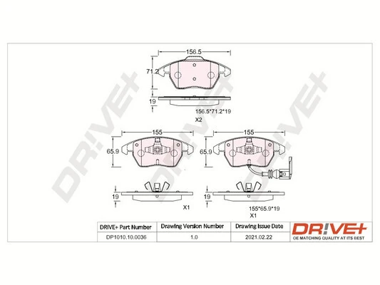 Brake Pad Set, disc brake DP1010.10.0036