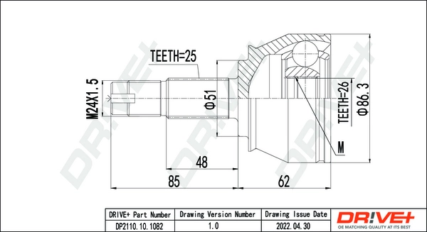 Joint Kit, drive shaft DP2110.10.1082