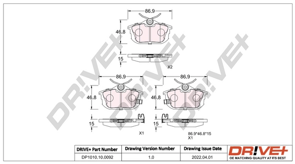 Brake Pad Set, disc brake DP1010.10.0092