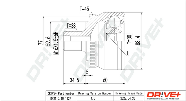 Joint Kit, drive shaft DP2110.10.1127
