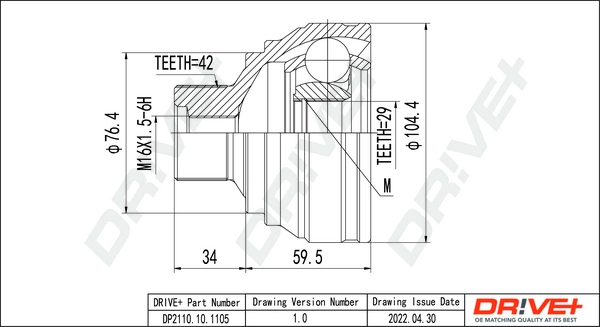 Joint Kit, drive shaft DP2110.10.1105