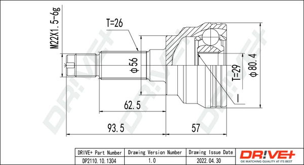 Joint Kit, drive shaft DP2110.10.1304