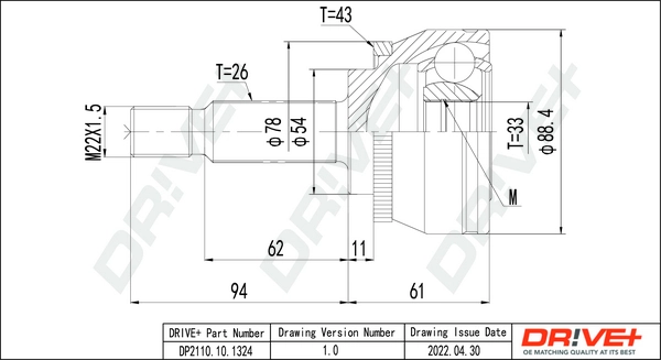 Joint Kit, drive shaft DP2110.10.1324