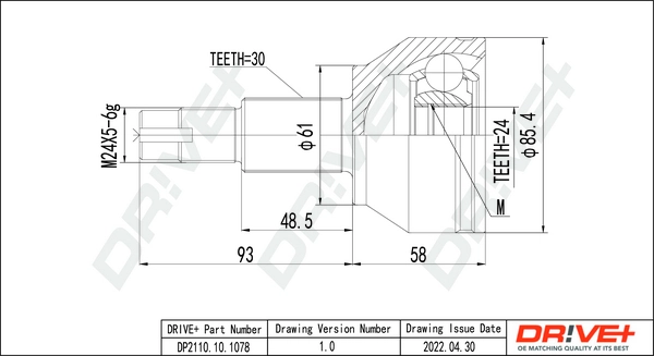 Joint Kit, drive shaft DP2110.10.1078