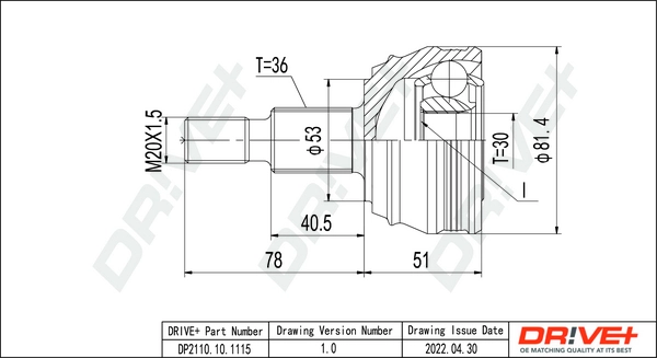 Joint Kit, drive shaft DP2110.10.1115