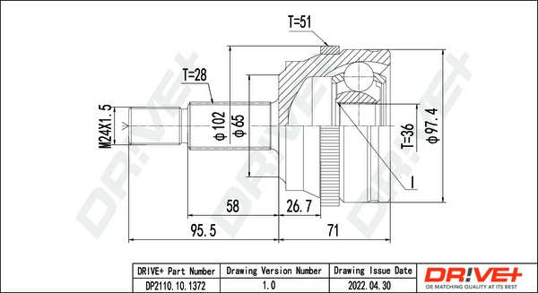 Joint Kit, drive shaft DP2110.10.1372