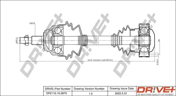 Drive Shaft DP2110.10.0870