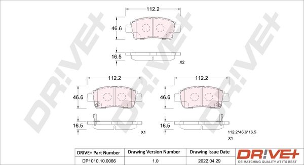 Brake Pad Set, disc brake DP1010.10.0066