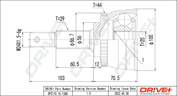Joint Kit, drive shaft DP2110.10.1368