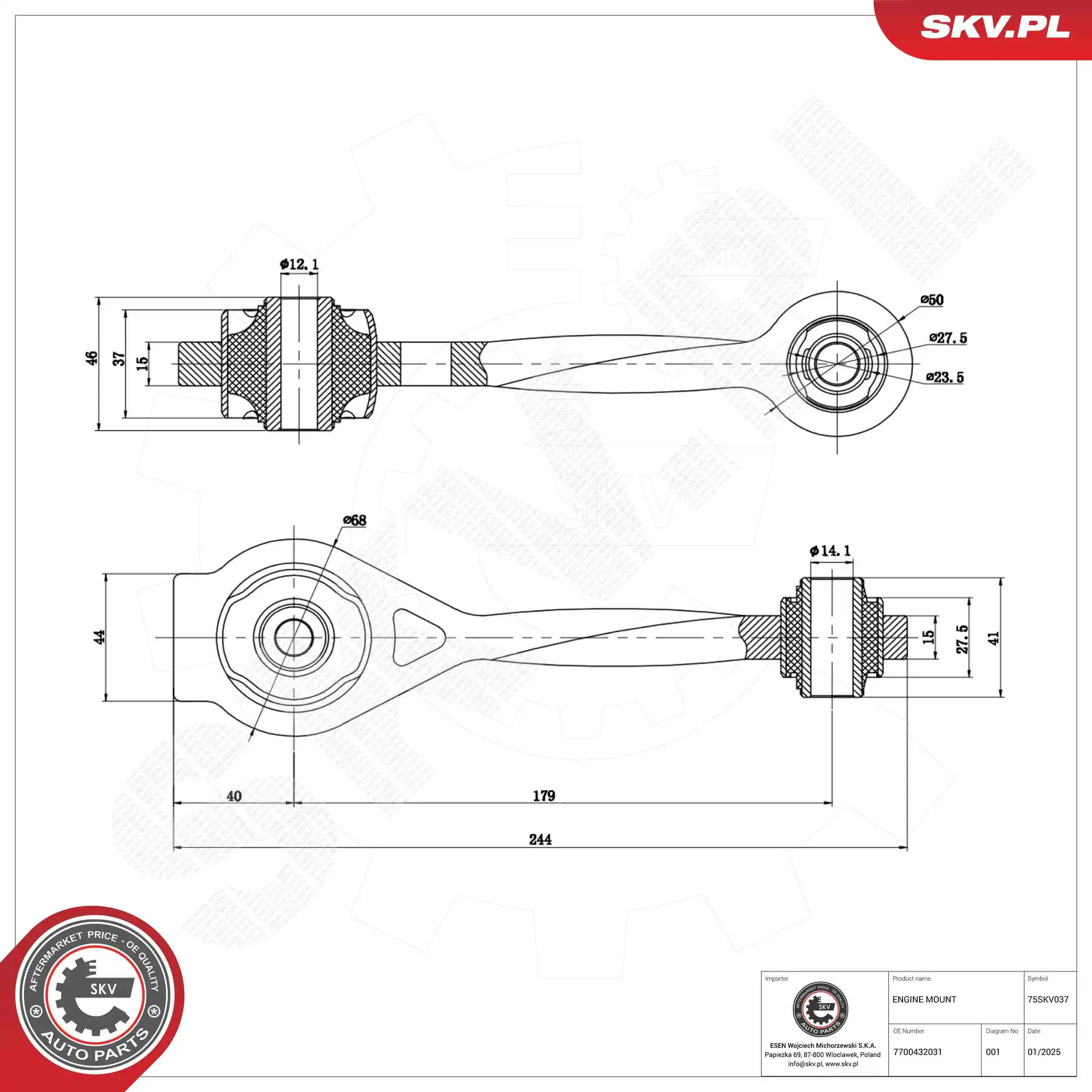Mounting, engine 75SKV037