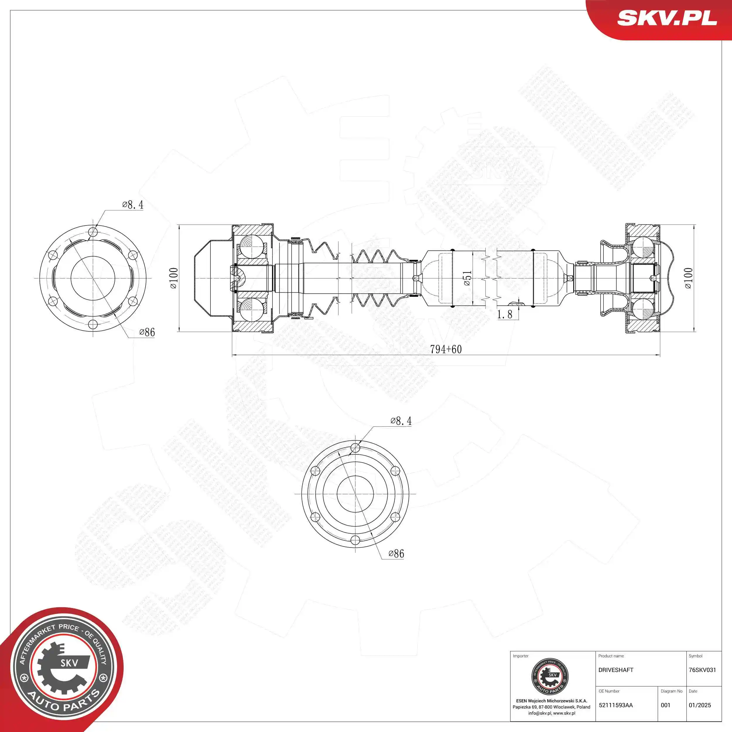 Drive Shaft 76SKV031