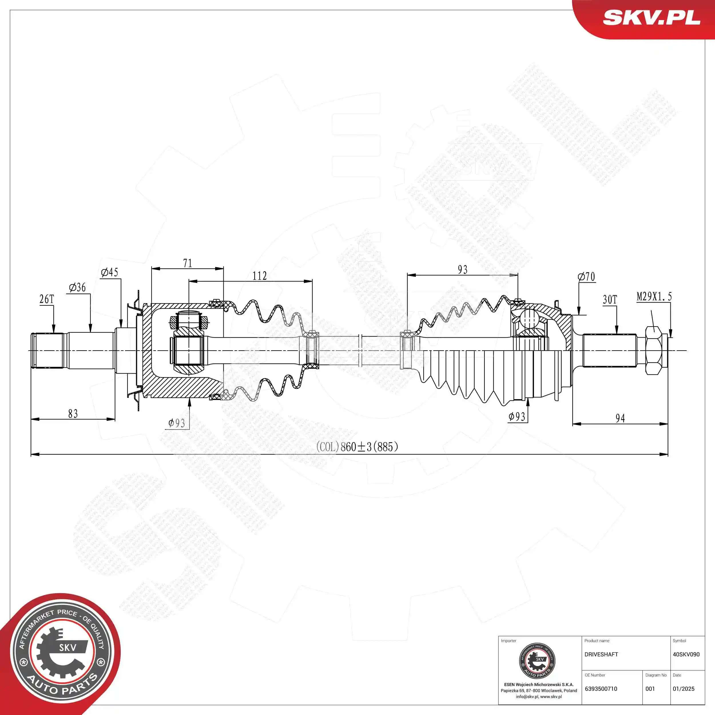 Drive Shaft 40SKV090