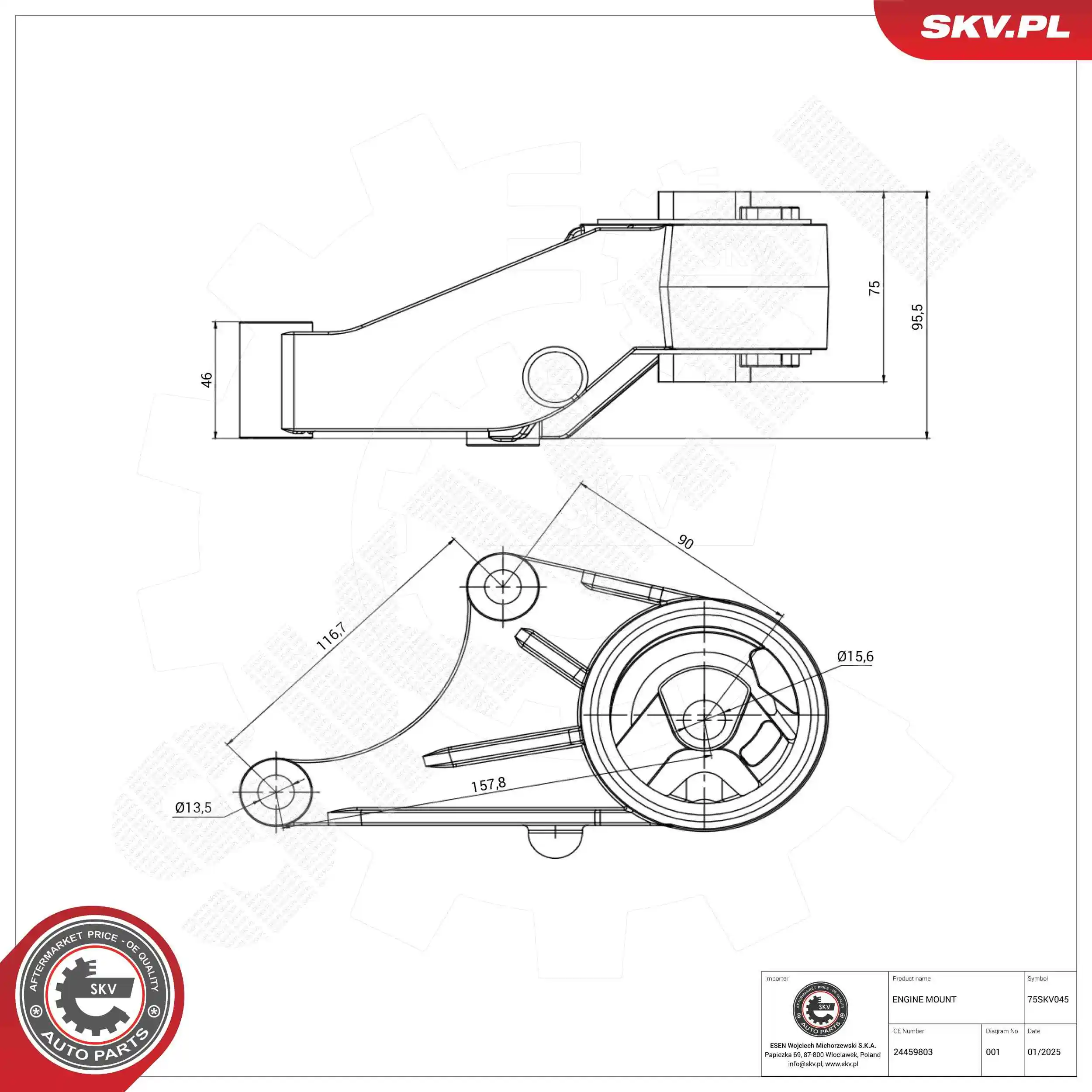 Mounting, engine 75SKV045