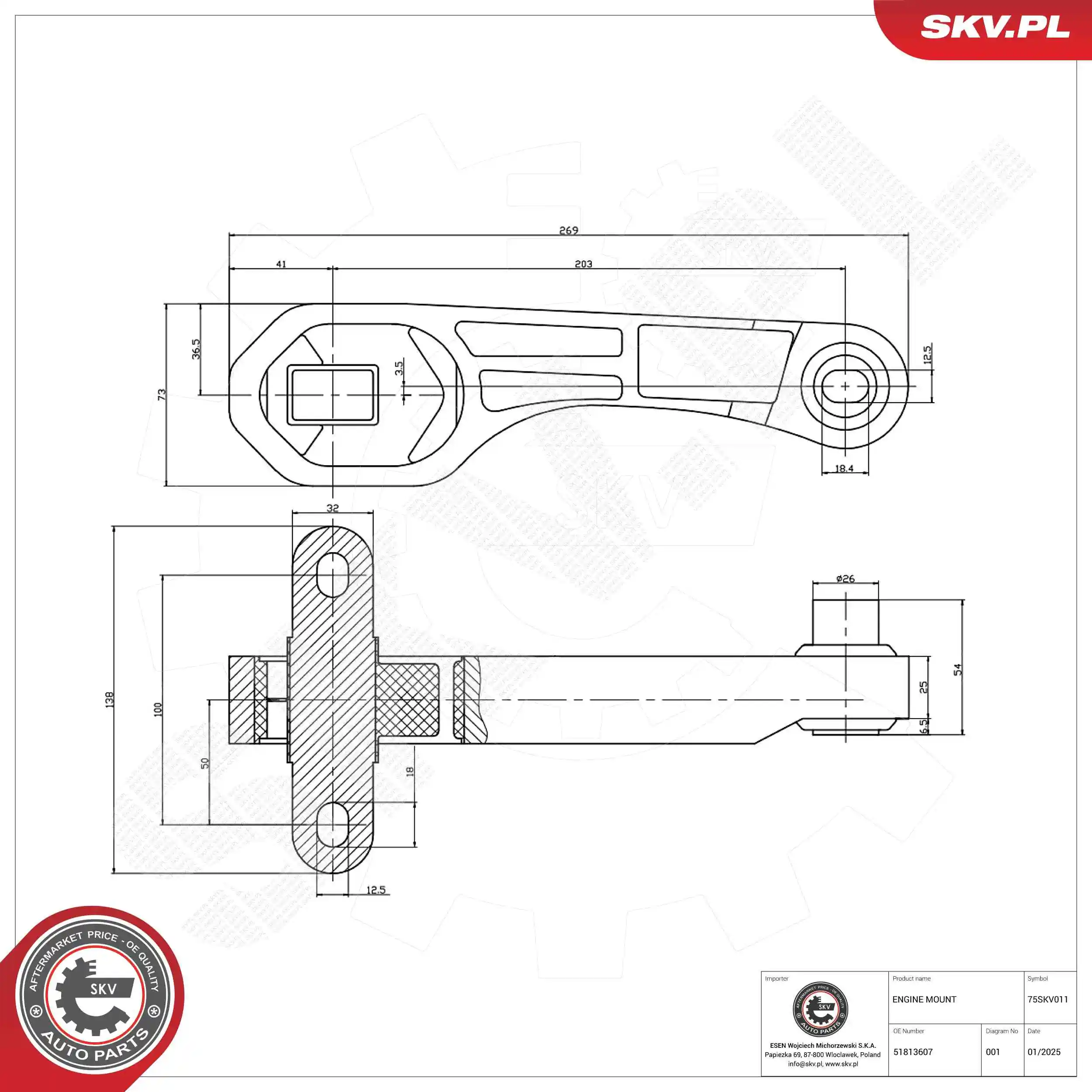 Mounting, engine 75SKV011