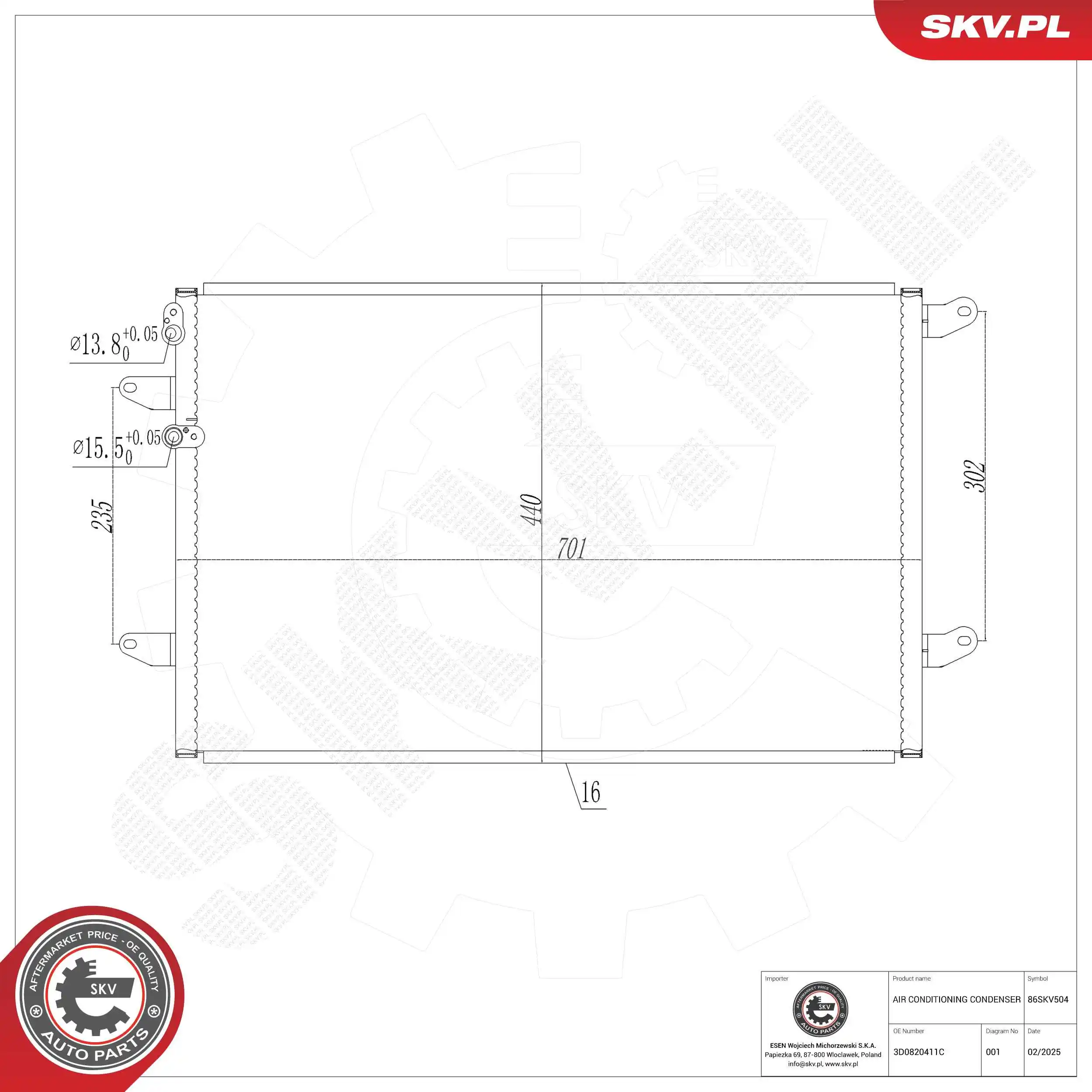 Condenser, air conditioning 86SKV504