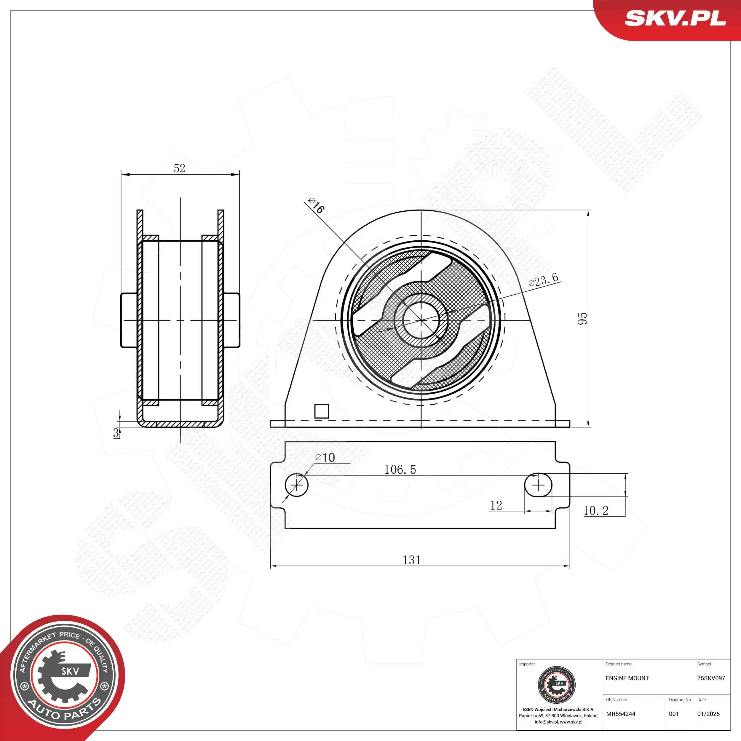Mounting, engine 75SKV097