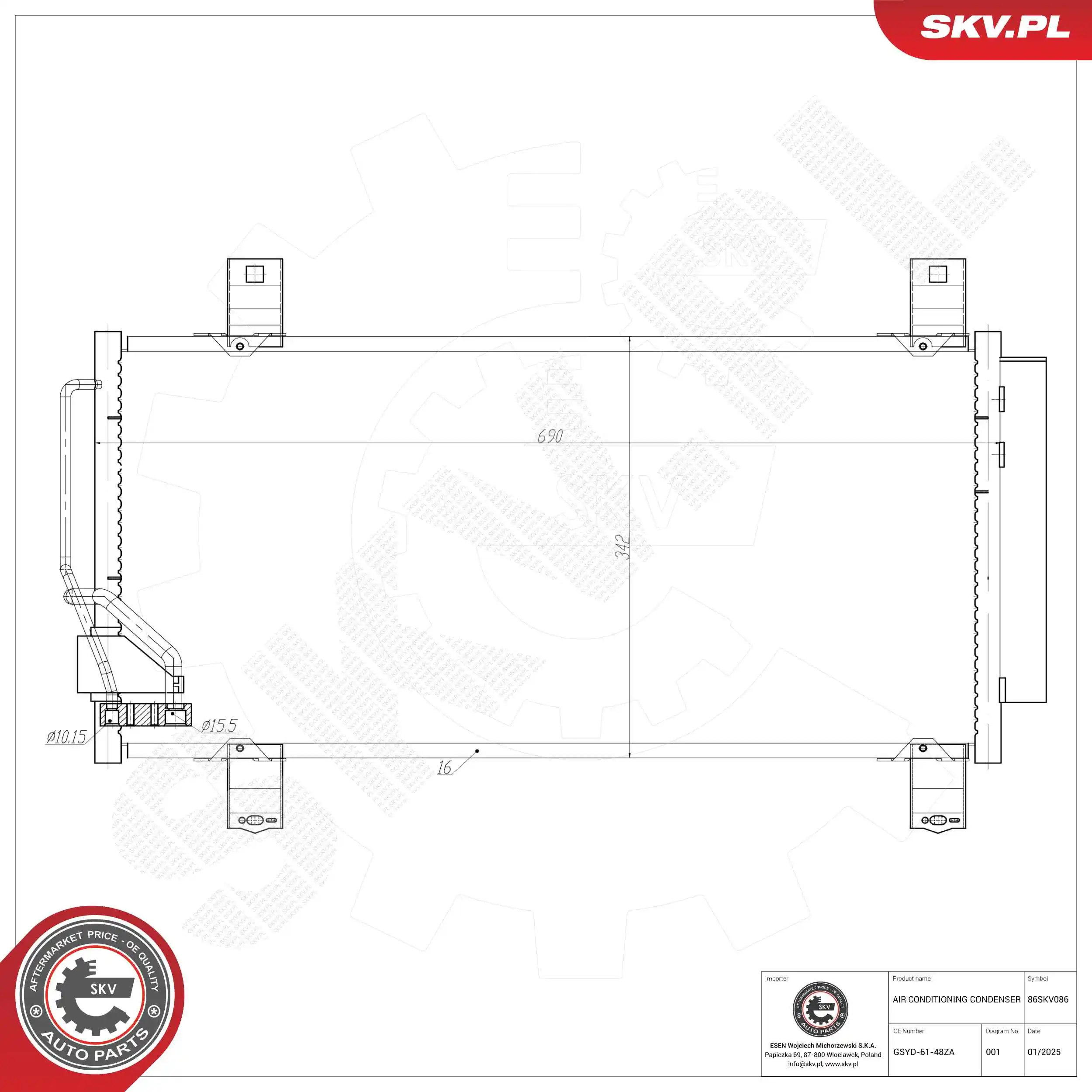 Condenser, air conditioning 86SKV086