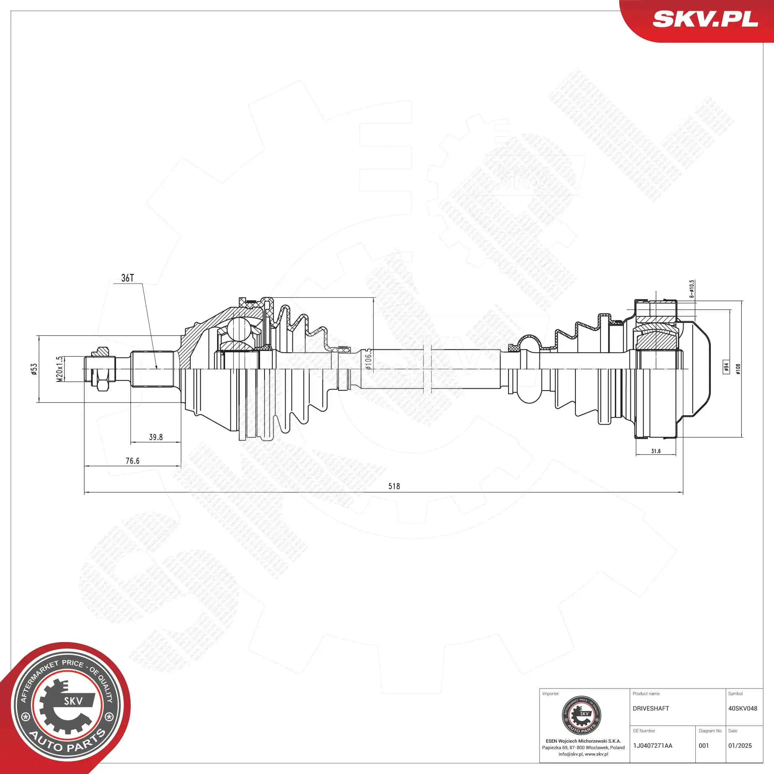 Drive Shaft 40SKV048