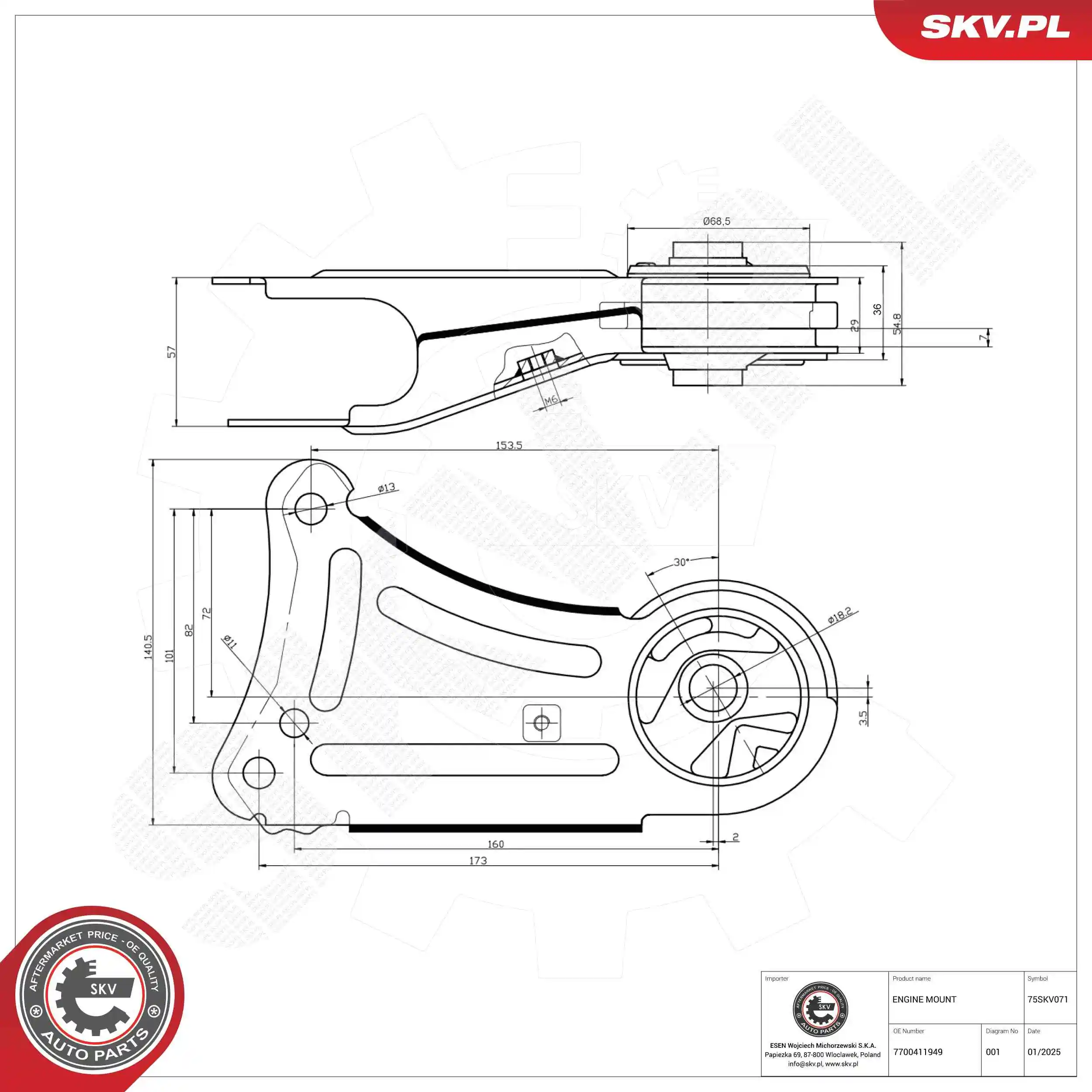 Mounting, engine 75SKV071