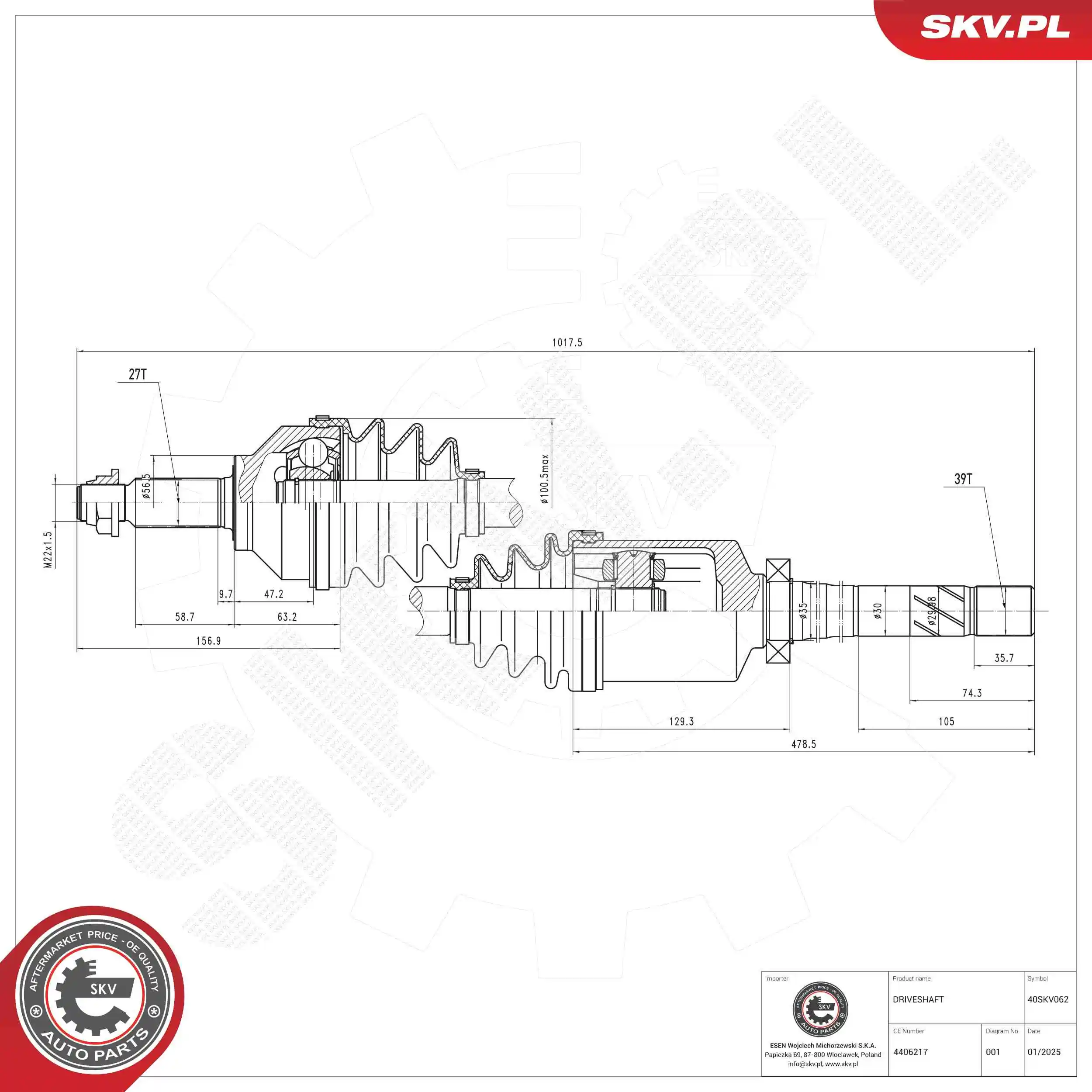 Drive Shaft 40SKV062