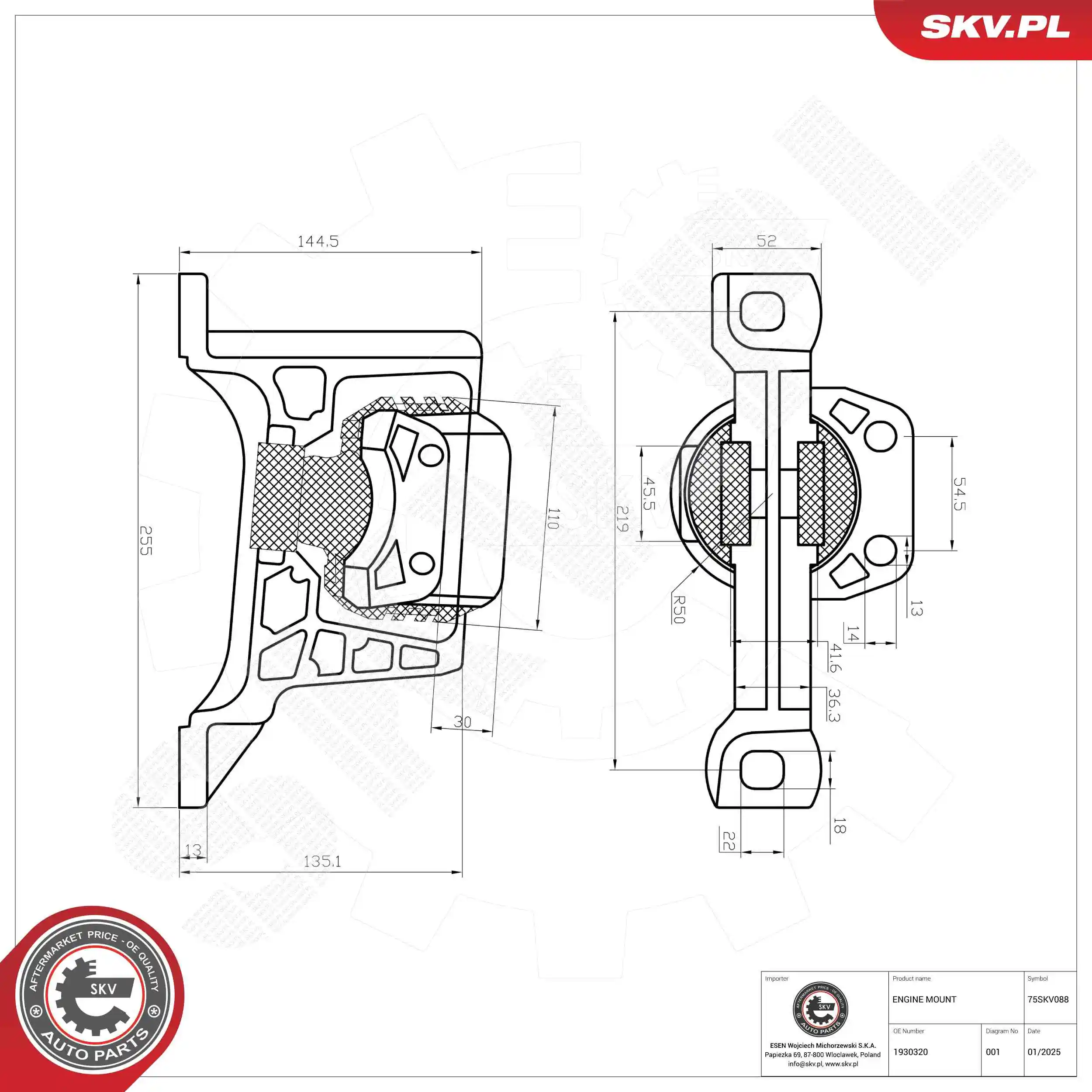 ESEN SKV 75SKV088 Mounting, engine