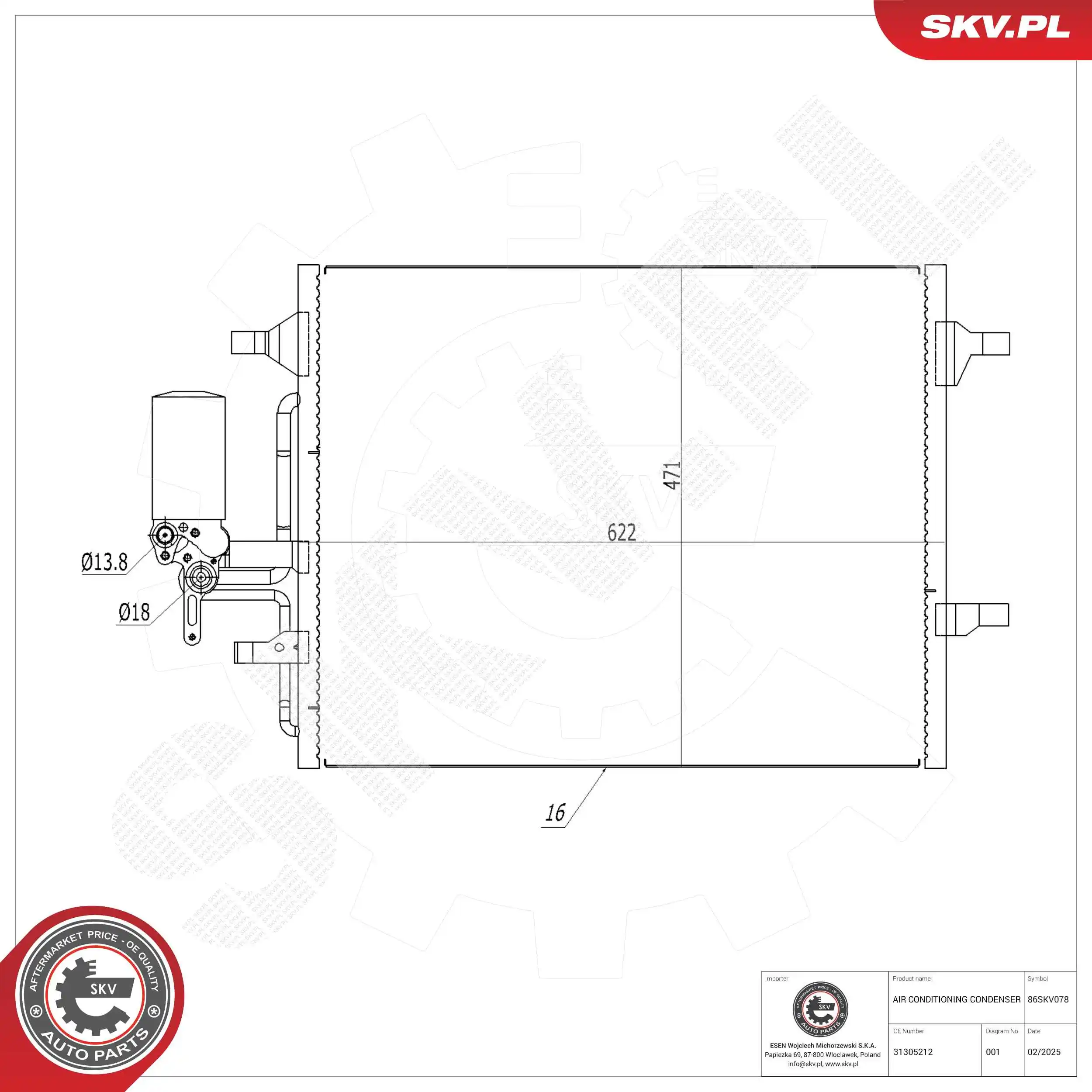 Condenser, air conditioning 86SKV078