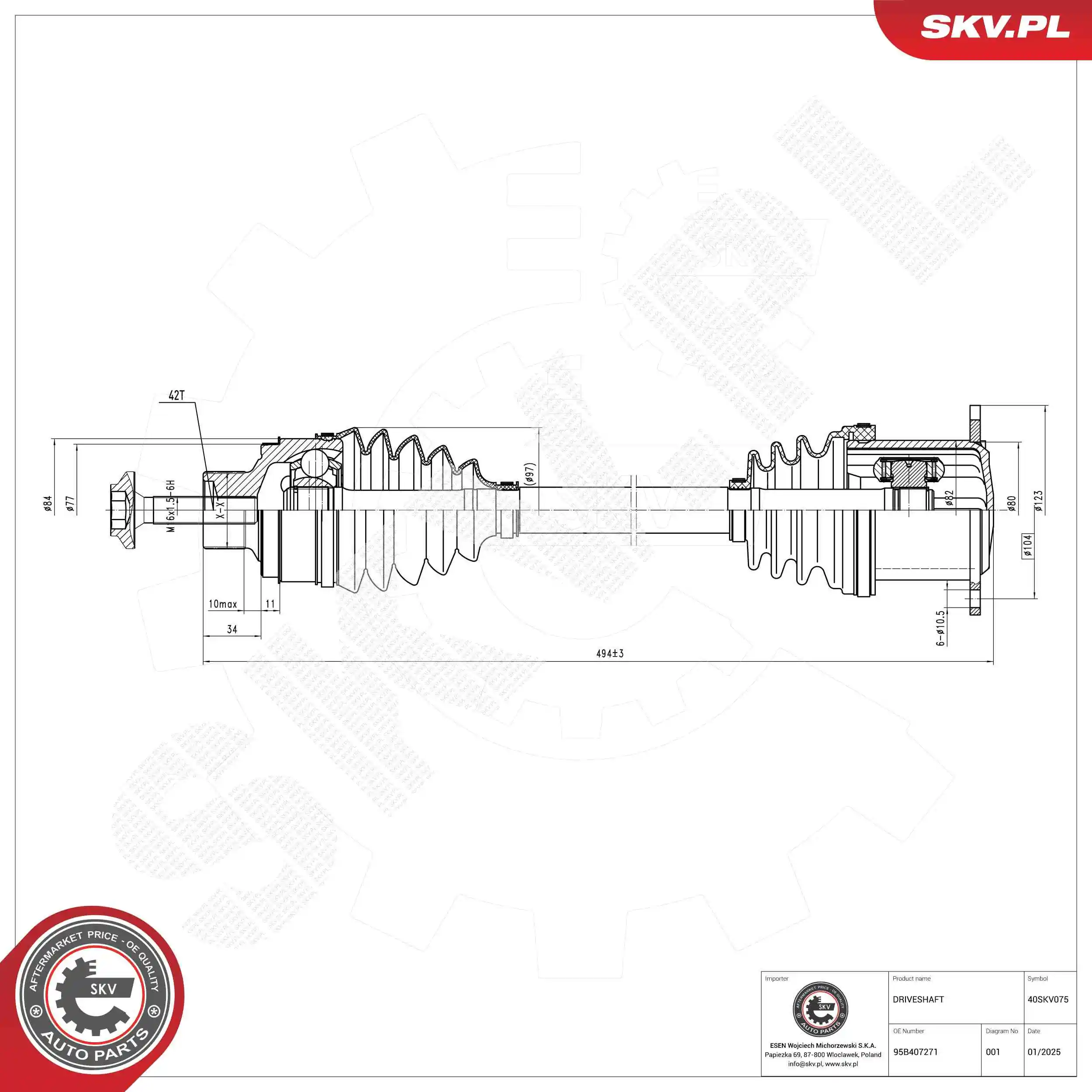 Drive Shaft 40SKV075