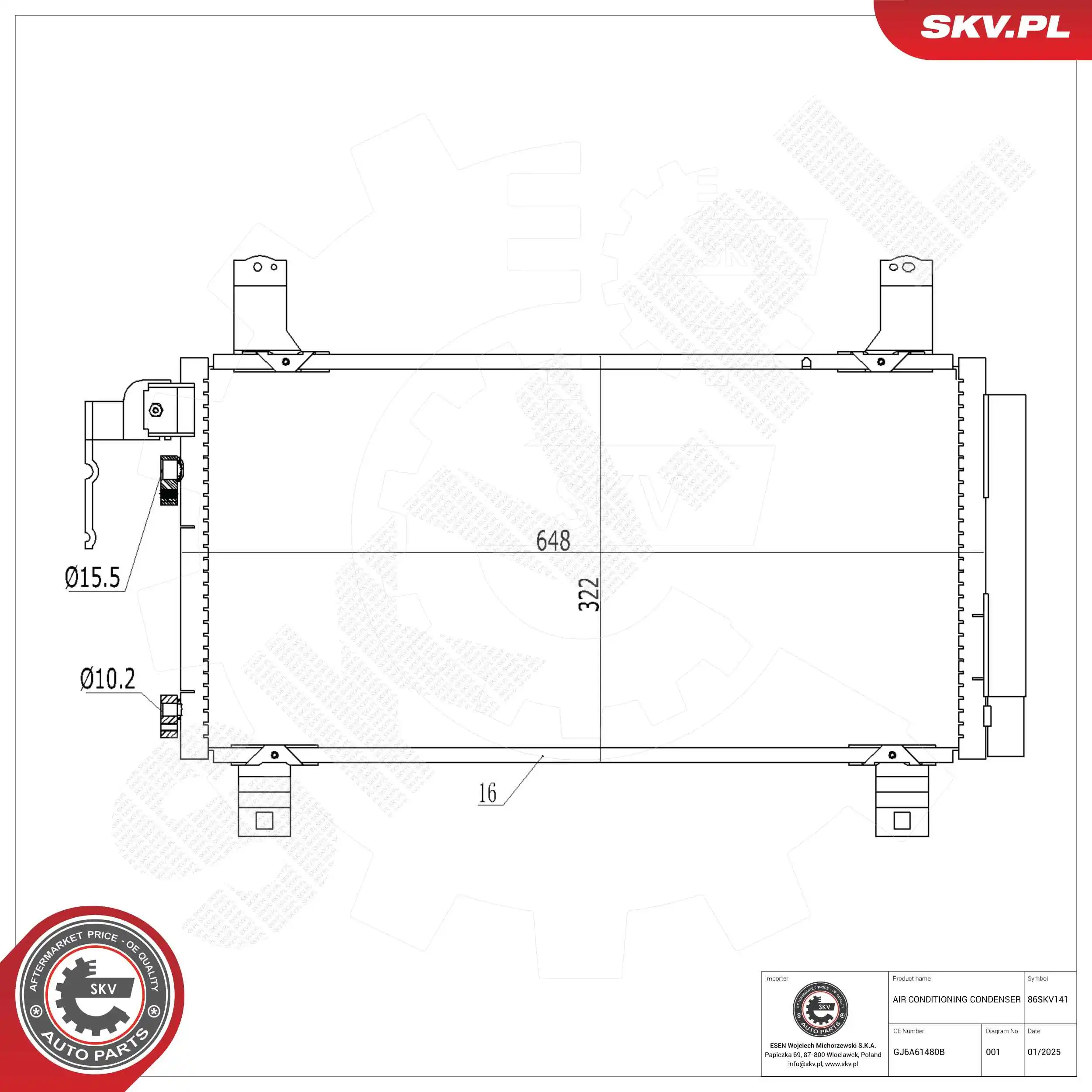 Condenser, air conditioning 86SKV141