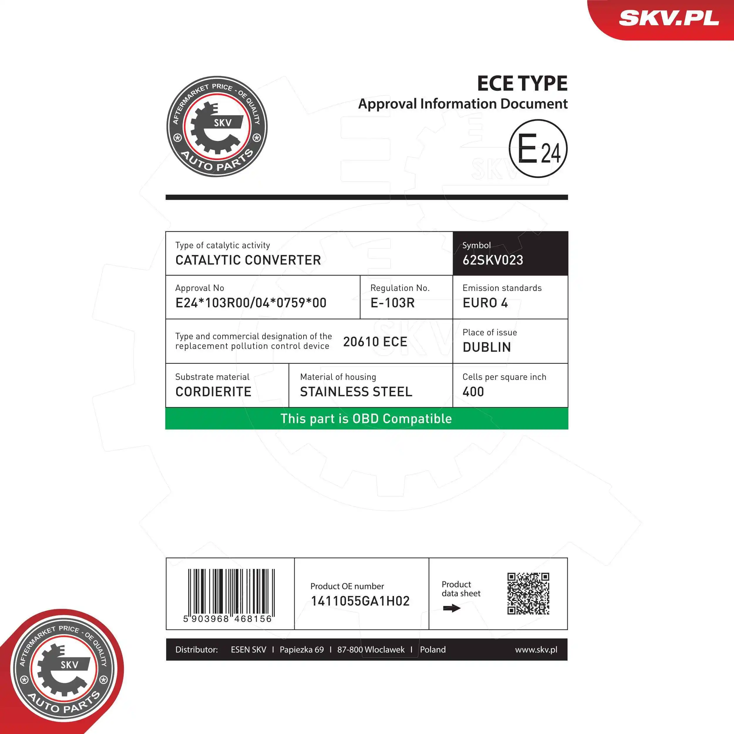 Catalytic Converter 62SKV023