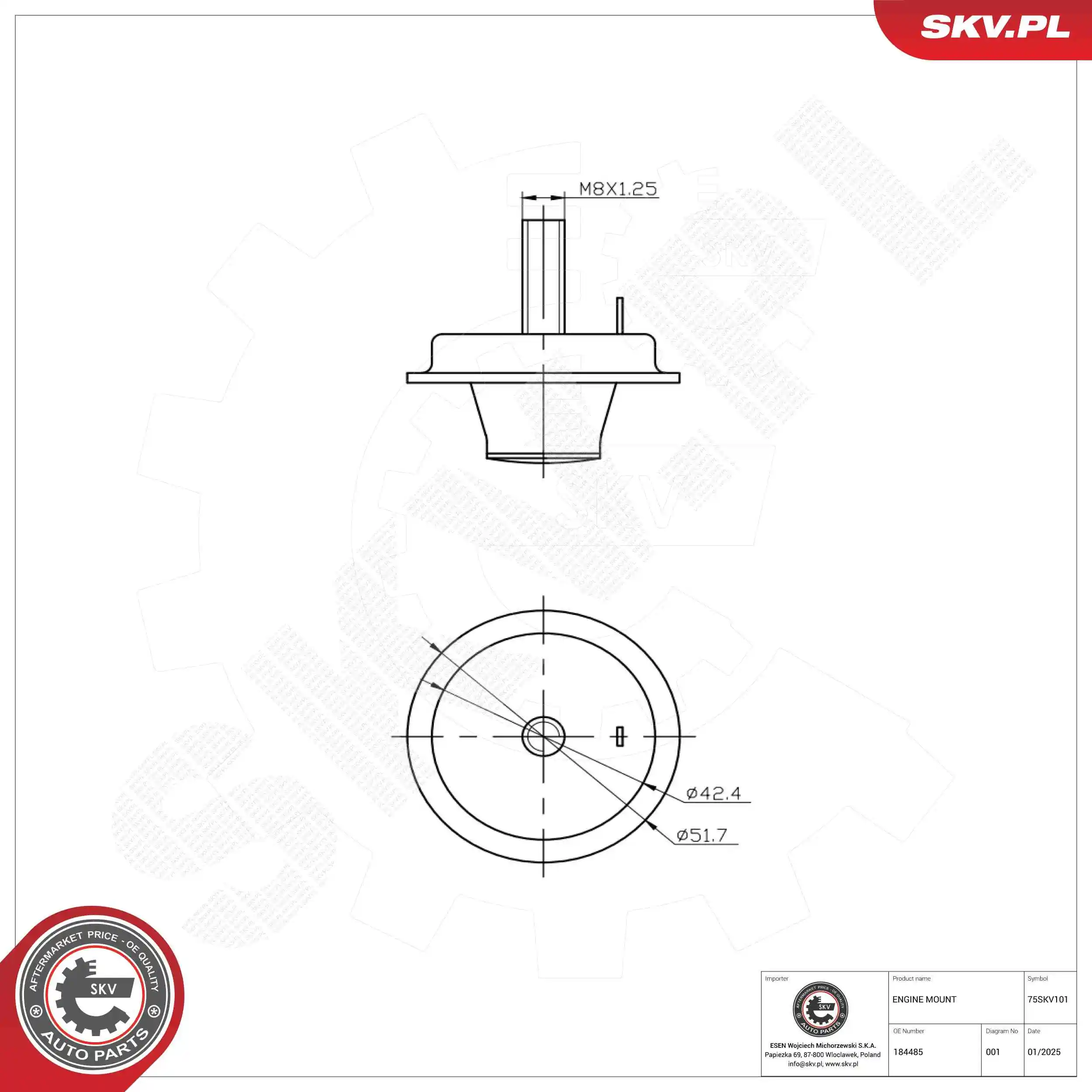 Mounting, engine 75SKV101