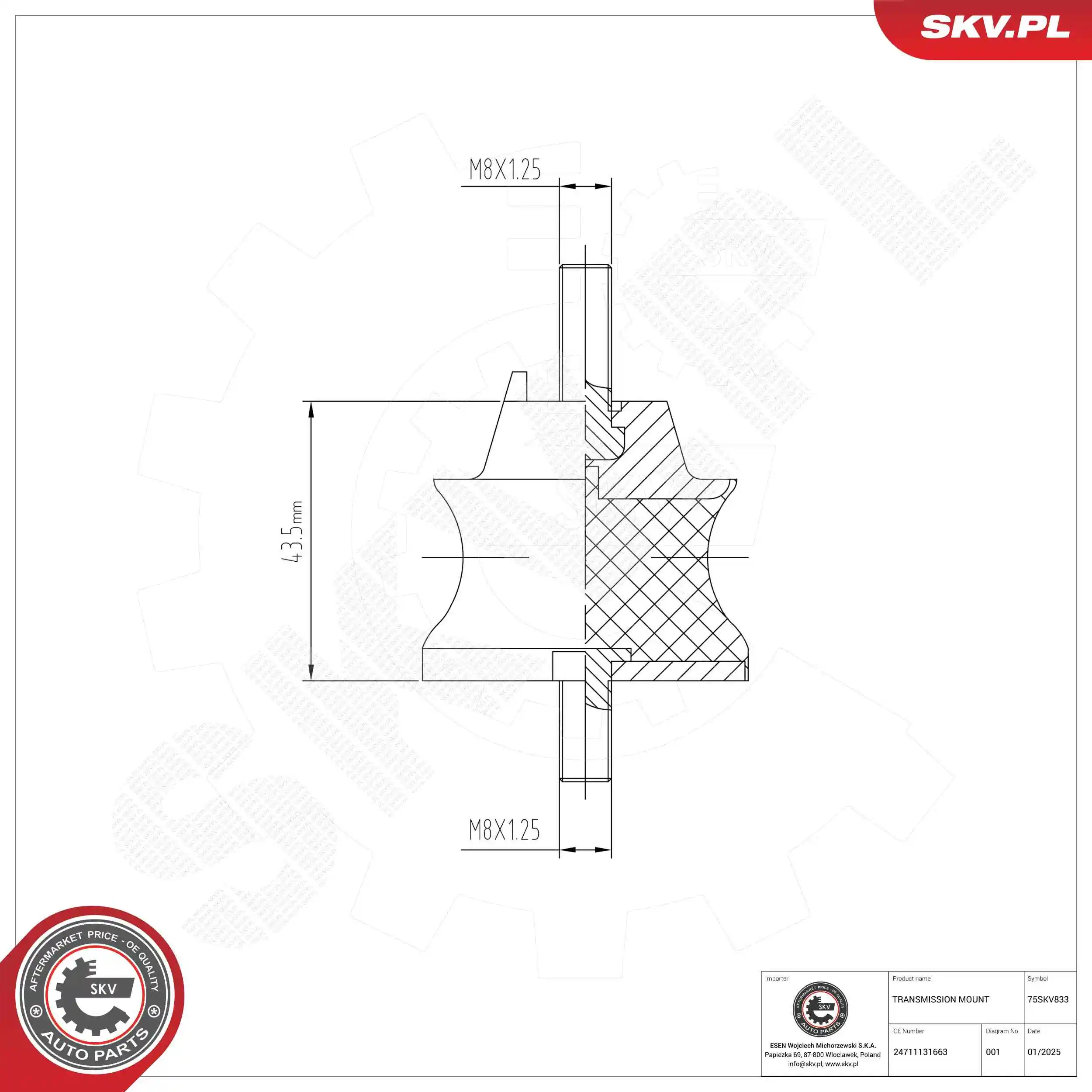 Mounting, automatic transmission 75SKV833
