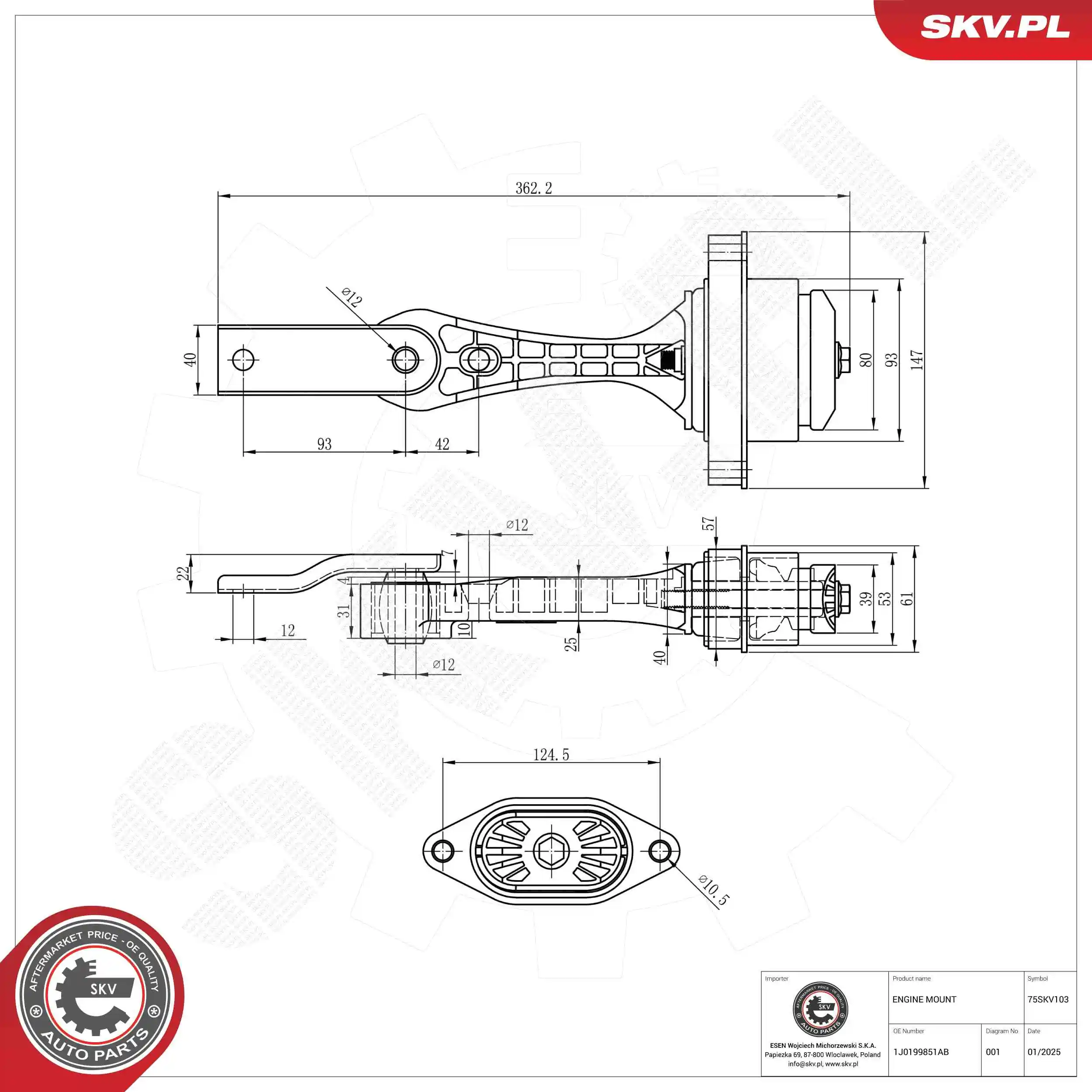 Mounting, engine 75SKV103